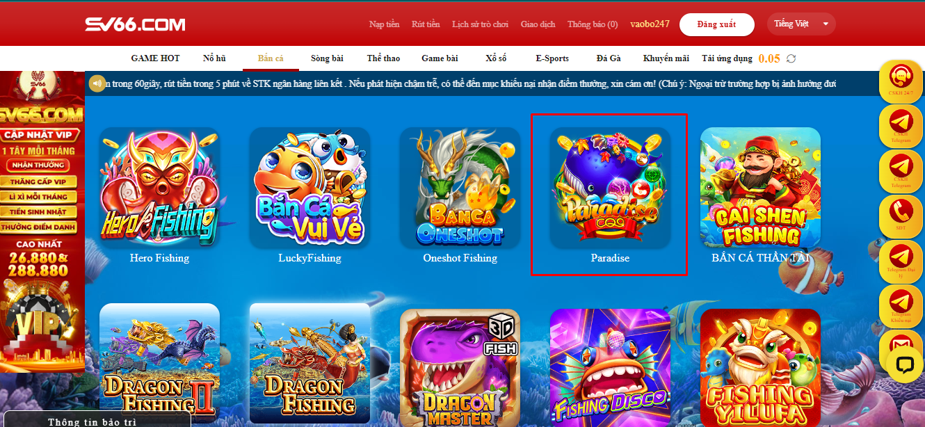 Hướng dẫn chơi Paradise SV66 đơn giản, dễ dàng 9 Hướng dẫn chơi Paradise SV66 chi tiết