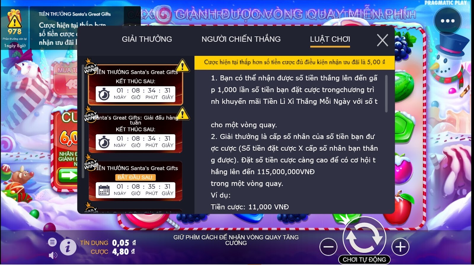 Cách chơi game Giáng Sinh May Mắn Ngọt Ngào SV66 siêu cấp 8 Nắm luật chơi trước khi tham gia trải nghiệm game