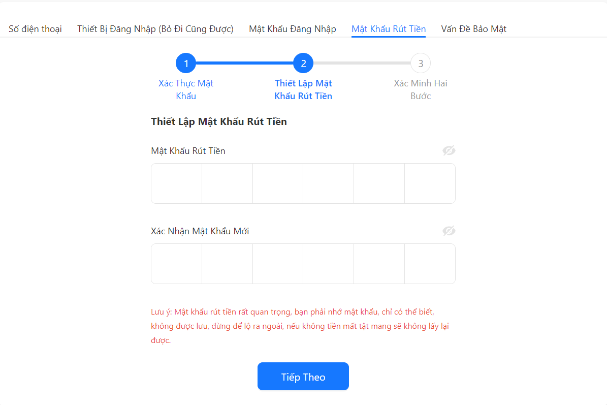 Hướng dẫn rút tiền SV66 chi tiết, chuẩn xác nhất 9 Lập mật khẩu rút tiền SV66
