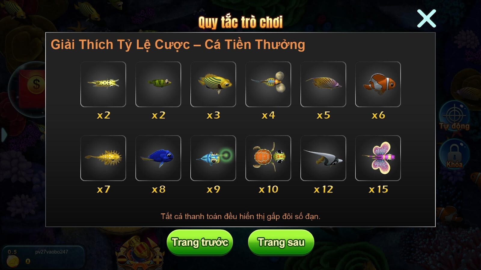 Lý Quỳ Chặt Cá SV66 - Hóa thân vào ngư dân săn thưởng lớn 7 Tỷ lệ cược đối với Cá tiền thưởng
