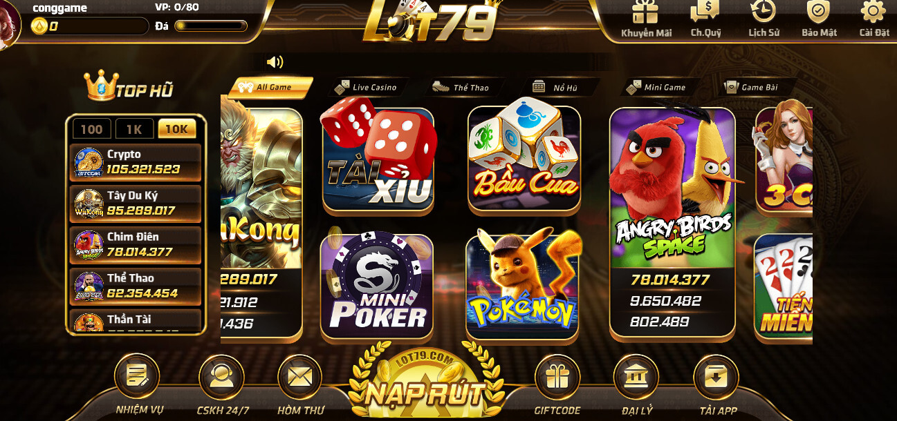 Lot79 Club – Cổng game uy tín nhất thị trường Châu Á 7 Những trò chơi hấp dẫn tại cổng game Lot79 Club
