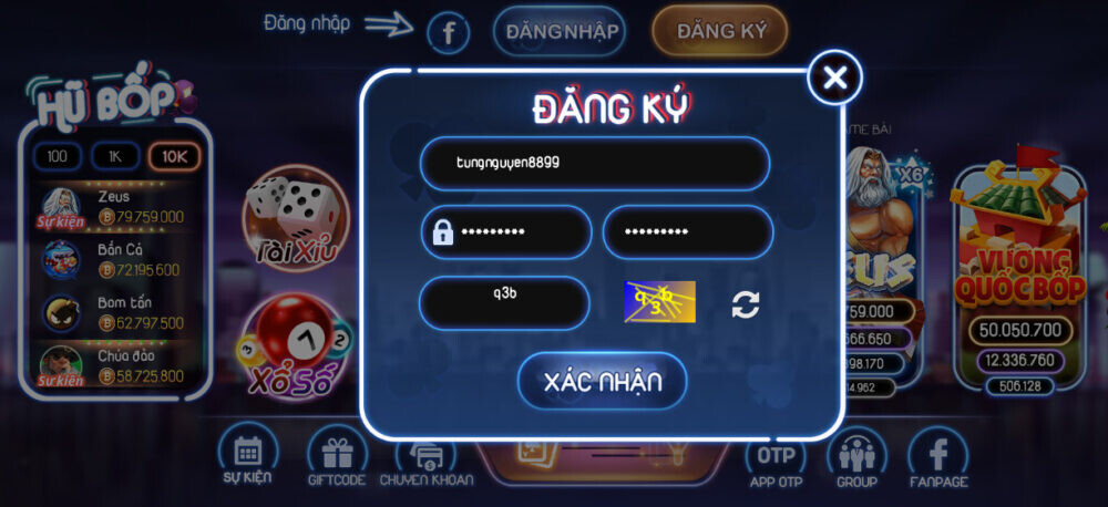 Review Bốp Club - Cổng game chất lượng hàng đầu hiện nay 8 Giao diện đăng ký tài khoản Bốp Club